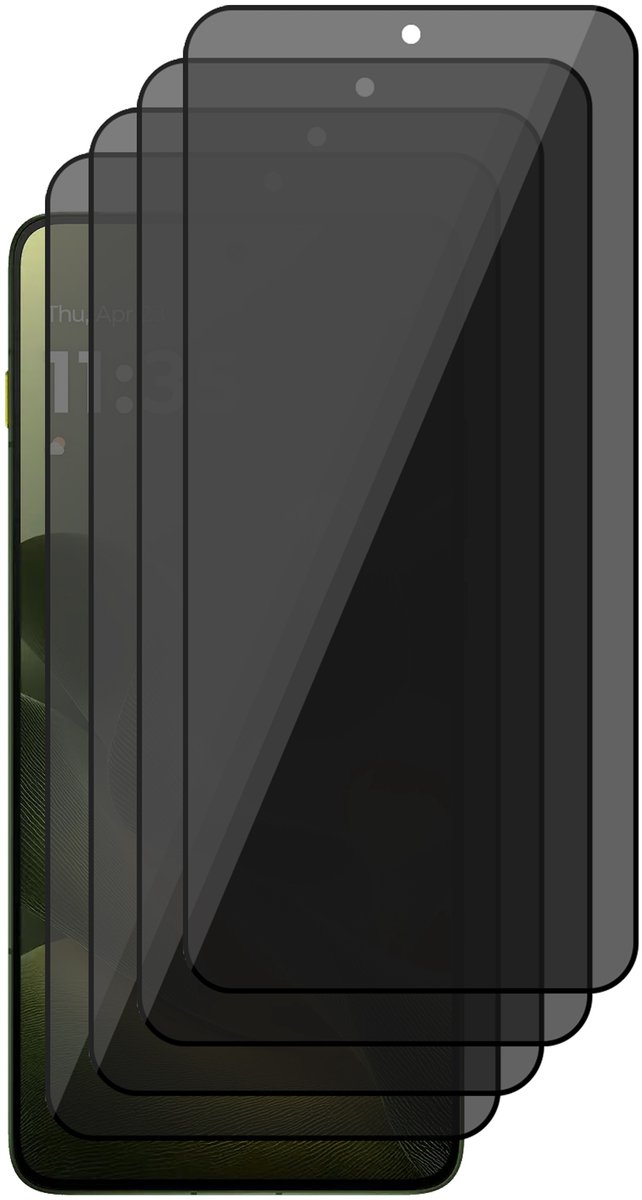 Privacy Screenprotector geschikt voor Motorola Moto Edge 70 – 4 Stuks – Full Cover Gehard Glas – Anti Inkijk – Privacy Filter