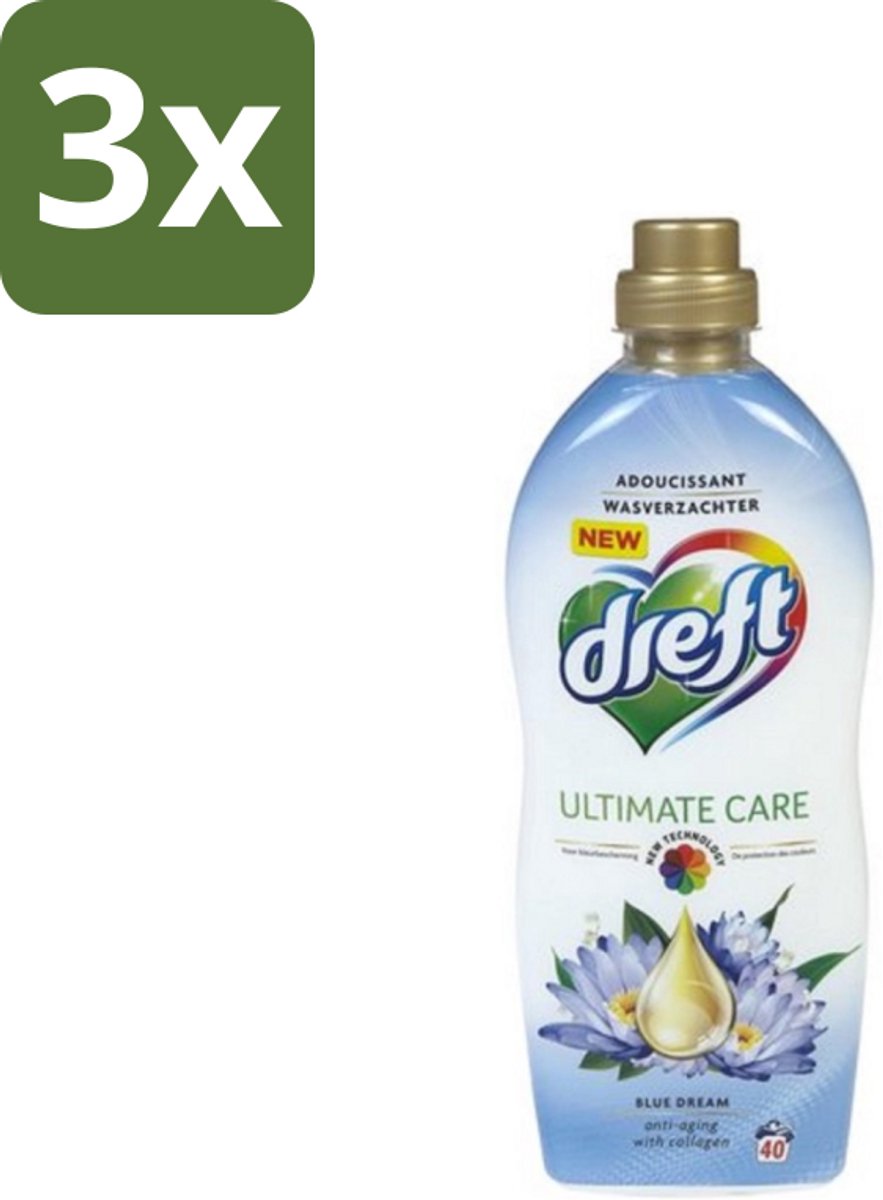 3 x Dreft - Wasverzachter - Gekleurde Was - Blauwe Droom - Anti-Veroudering - 40 Wasbeurten - Wasverzachter - Anti-aging - Kleurbescherming - Wasgoed - Kleding Verzorging