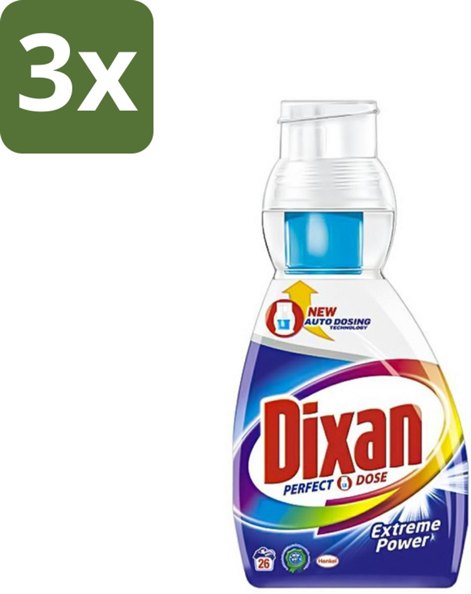3 x Dixan Perfect Dose - Vlekkenkampioen - Extreme Power - Witte, Gekleurde & Zwarte Was - 26 Wasbeurten - Wasmiddel - Vlekkenverwijdering - Witte Was - Gekleurde Was - Zwarte Was