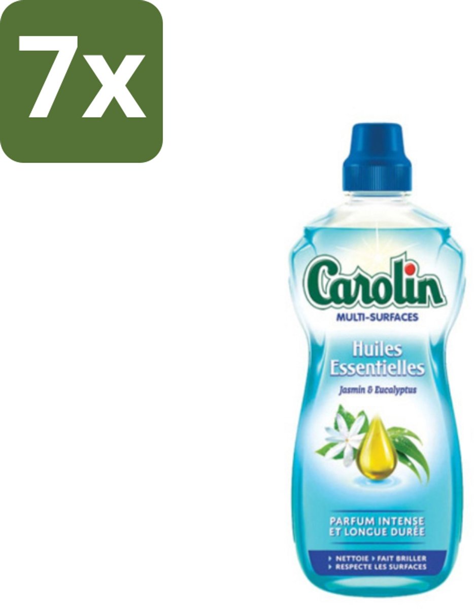 7 x Carolin - Allesreiniger - Essentiële Oliën van Jasmijn en Eucalyptus - 1 L - Allesreiniger - Jasmijn En Eucalyptus - Reiniging - Geur - Oppervlakken Reinigen