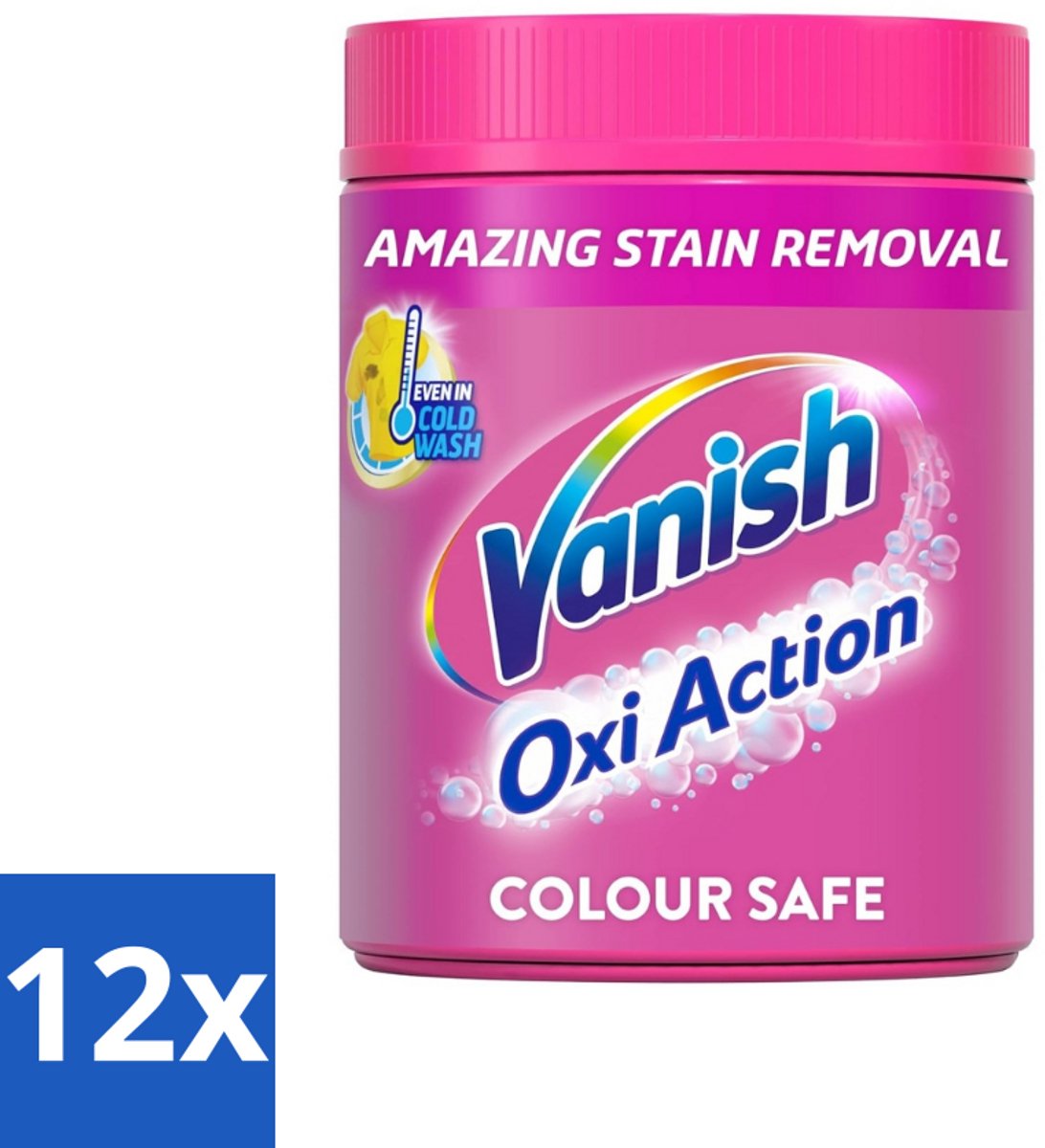 12 x Vanish Oxi Action Pink - Vlekkenverwijderaar - Wasbooster - Zonder Bleek - 1.12 Kg - Vlekkenverwijderaar - Wasbooster - Witwas - Wasmiddel - Vlekken Verwijderen
