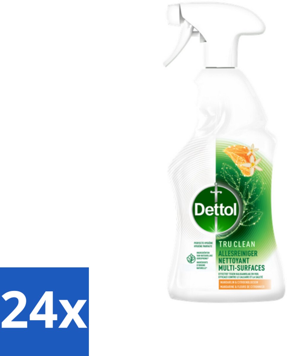 24 x Dettol Allesreiniger Spray Mandarijn & Citroenbloesem 500 ml - Allesreiniger - Schoonmaakspray - Keukenreiniger - Badkamerreiniger - Natuurlijke Reiniging