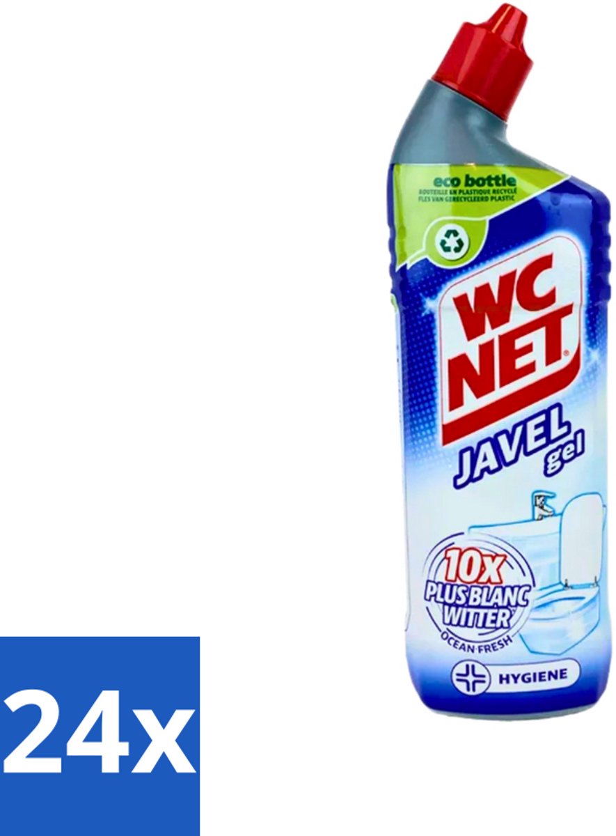 24 x WC Net - Toiletreiniger - Gel - Ocean Fresh - Gerecycled Materiaal - 750 ml - Toilet Schoonmaak - Toilet Reiniger - Wc Reiniger - Toilet Glans - Wc Gel