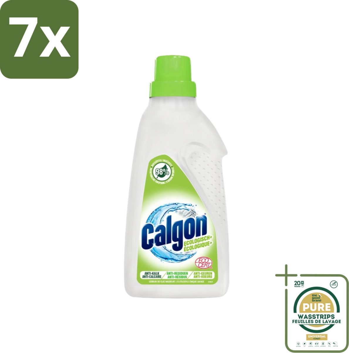 7 x Calgon - Wasmachinereiniger - Gel - 750ml - 15 Wasbeurten - Grootverpakking - Wasmachine Reinigen - Kalkaanslag Voorkomen - Wasmachine Schoon Houden - Wasmachine Beschermen - Wasmachine Efficiëntie