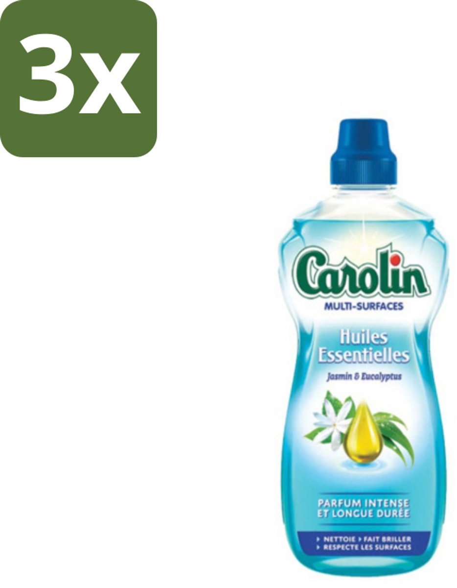 3 x Carolin - Allesreiniger - Essentiële Oliën van Jasmijn en Eucalyptus - 1 L - Allesreiniger - Jasmijn En Eucalyptus - Reiniging - Geur - Oppervlakken Reinigen