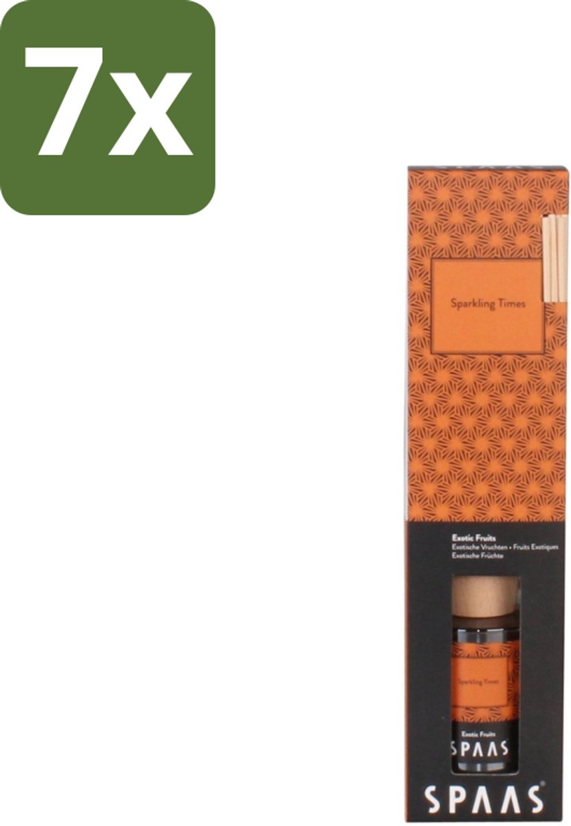 7 x Spaas - Geurstokjes - Sparkling Times - Exotische Vruchten - 80 ml - Geurstokjes - Exotische Geur - Fruitige Geur - Spaas Geurstokjes - Sparkling Times