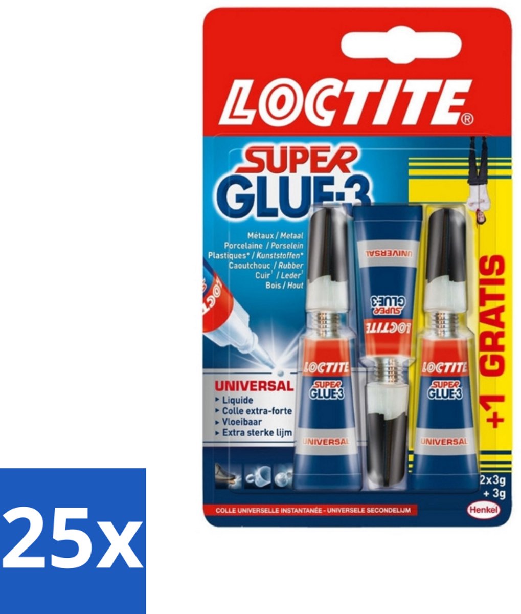25 x Loctite - Secondelijm - Super Glue Precision - 7,5 Gram - Super Glue - Secondelijm - Superhechting - Snelle Droogtijd - Waterbestendige Lijm