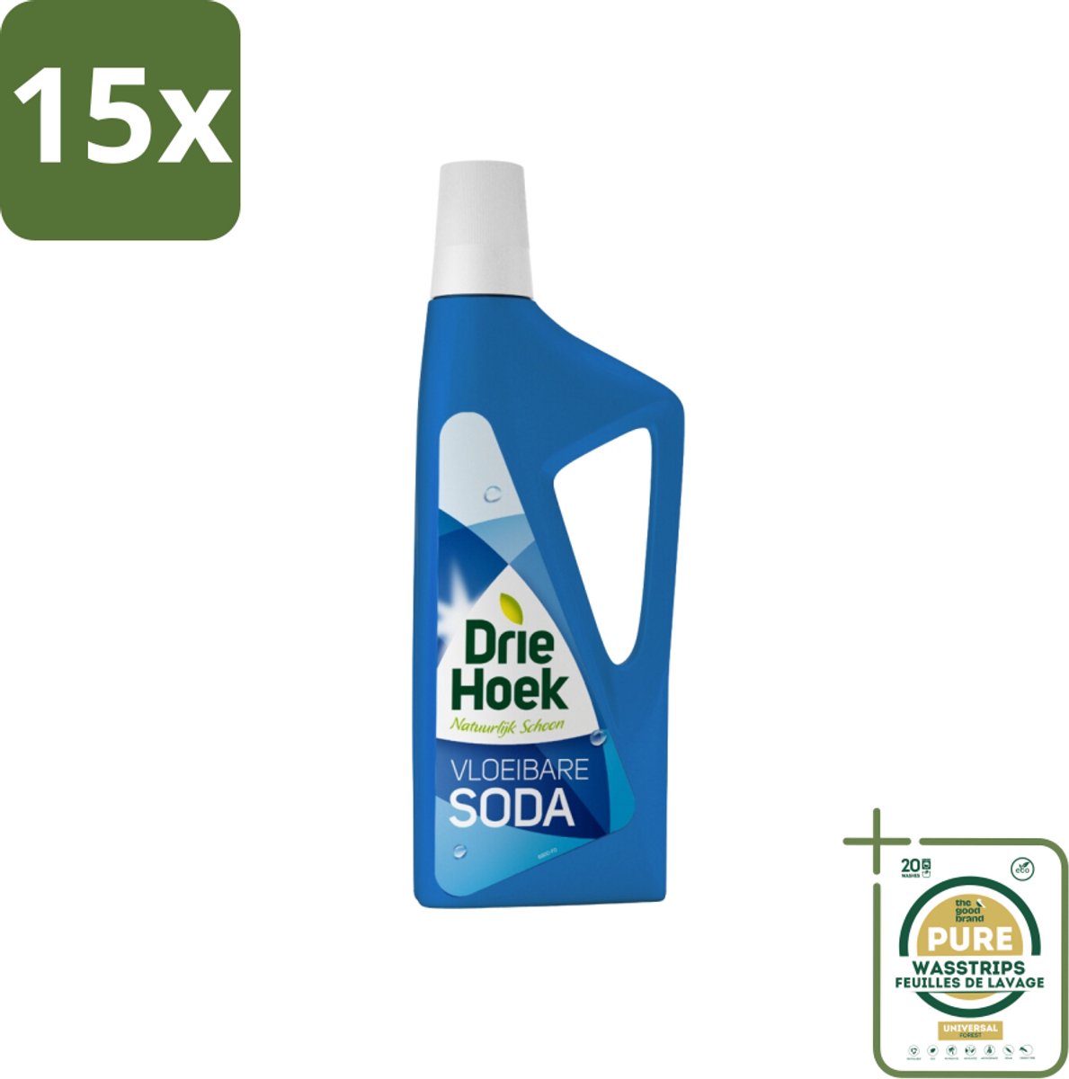 15 x Driehoek – Vloeibare Soda – 725 ml - Grootverpakking - Vloeibare Soda - Schoonmaakmiddel - Textiel Reinigen - Steen Reinigen - Parket Reinigen