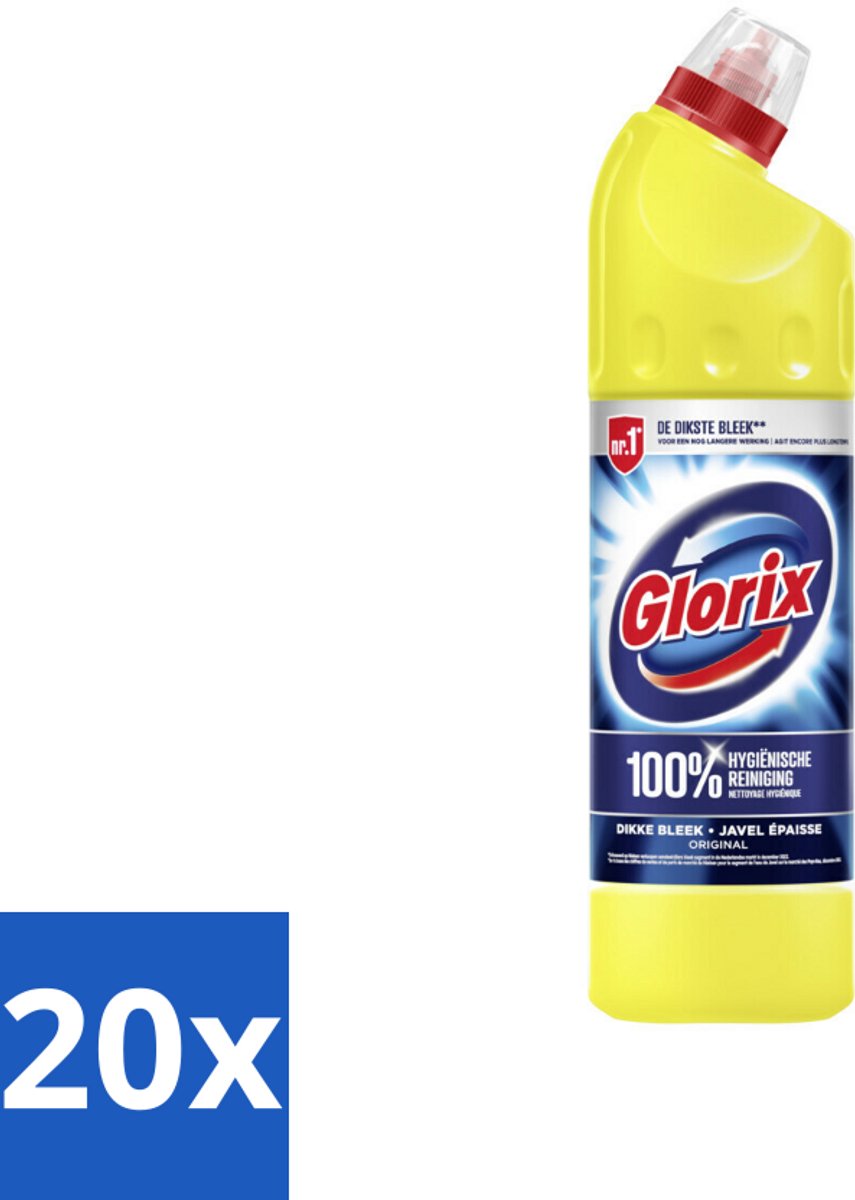20 x Glorix Original - Toiletreiniger - Dikke Bleek - Intensieve Reiniger - 750 ml - Toiletreiniger - Reiniging Toilet - Anti-kalk - Hygiëne Toilet - Kalkaanslag