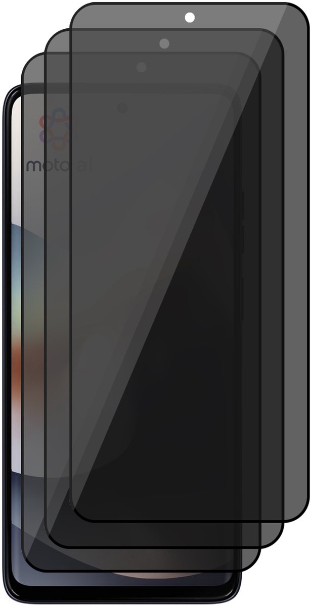 Privacy Screenprotector geschikt voor Motorola Moto G56 – 3 Stuks – Full Cover Gehard Glas – Anti Inkijk – Privacy Filter