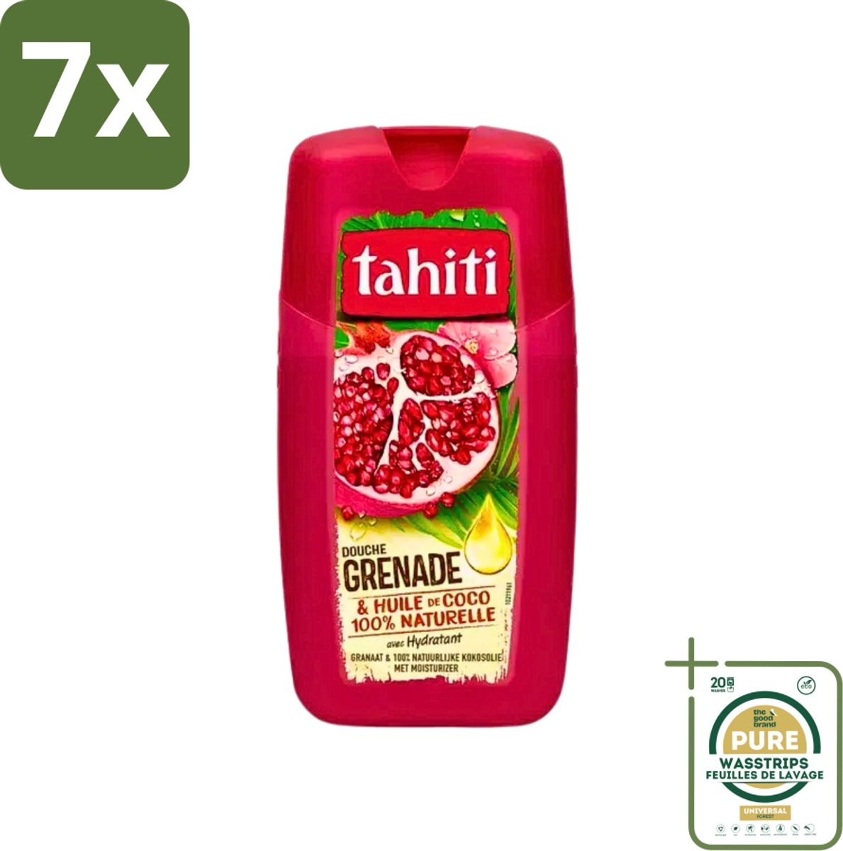 7 x Tahiti - Douchegel - Granaatappel & Kokosolie - Hydraterend - 250 ml - Grootverpakking - Douchegel - Hydraterende Douchegel - Kokosolie - Granaatappel - Natuurlijke Douchegel