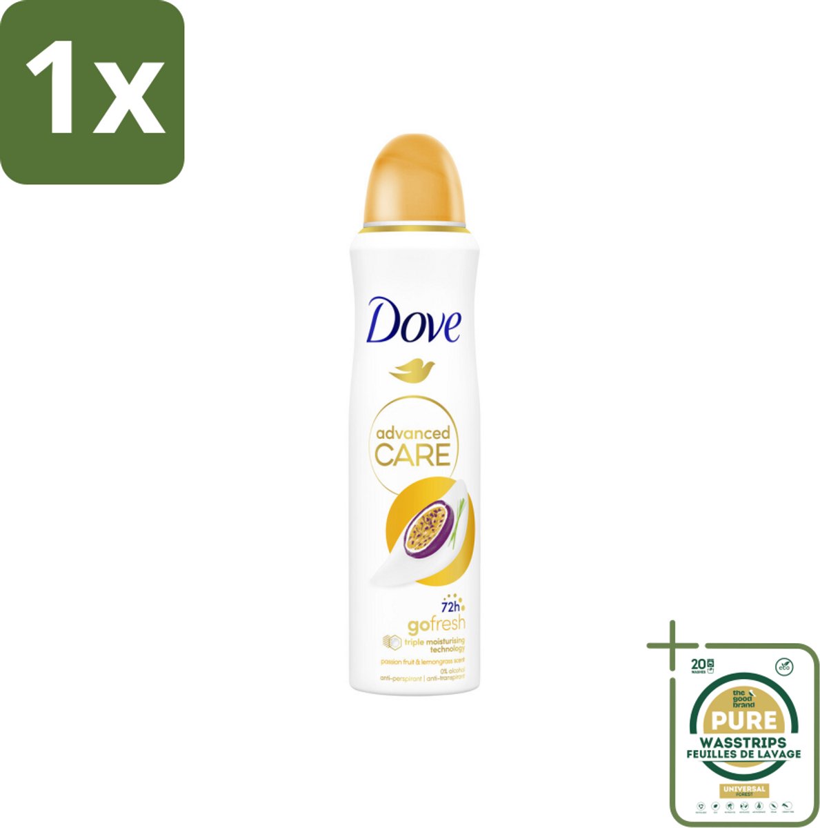1 x Dove – Deodorant Spray – Passievrucht & Citroengras – 150 ml- Anti-transpirant Spray - Passievrucht En Citroengras - 48 Uur Bescherming - Deodorant Spray - Fruitige Geur