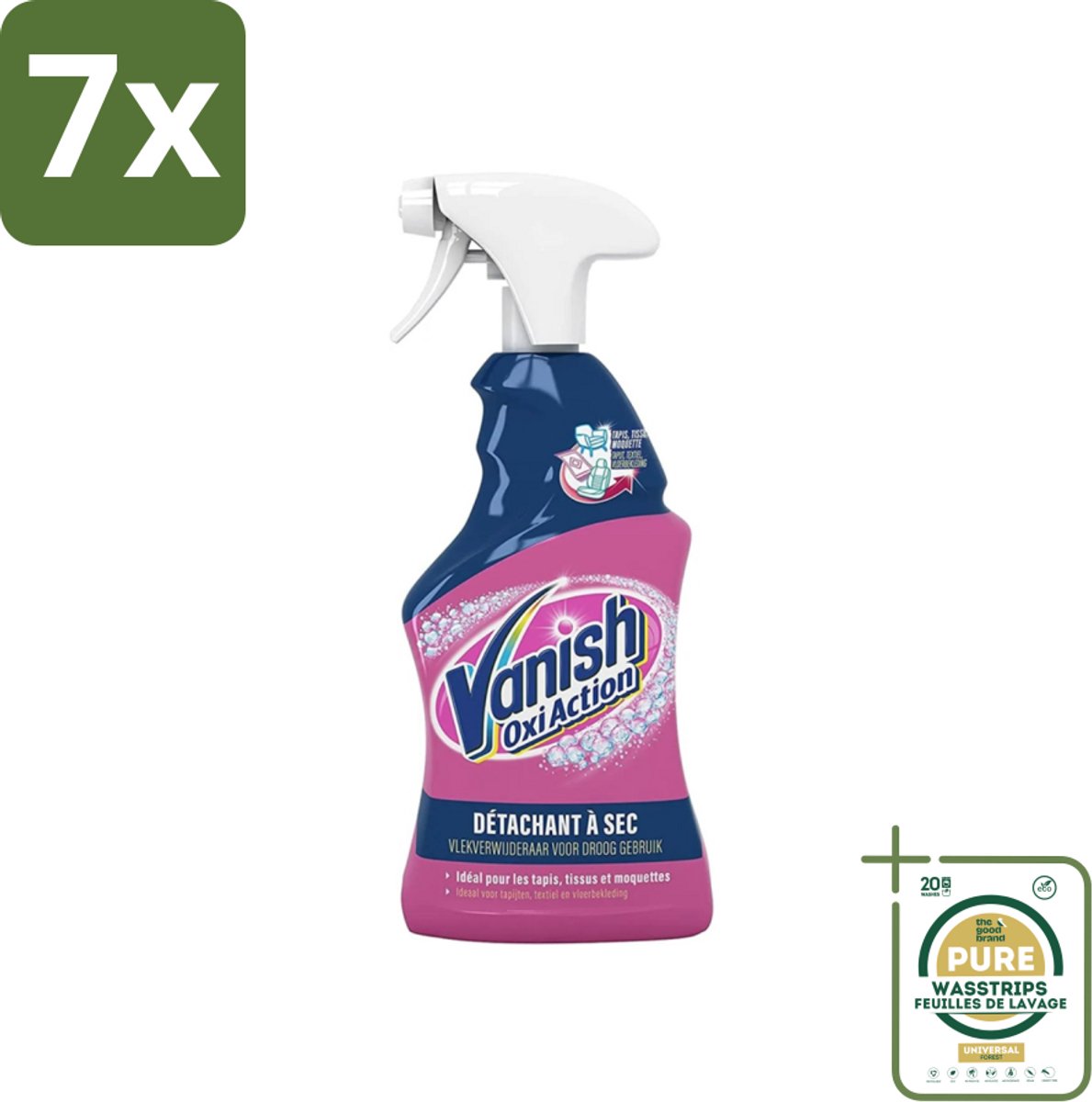 7 x Vanish Oxi Action - Vlekkenverwijderaar Spray - Voor Tapijt. Textiel & Vloerbekleding - 500 ml - Grootverpakking - Vlekkenverwijderaar - Tapijt Reinigen - Textiel Reinigen - Vlekken Verwijderen - Vlekken Op Kleding