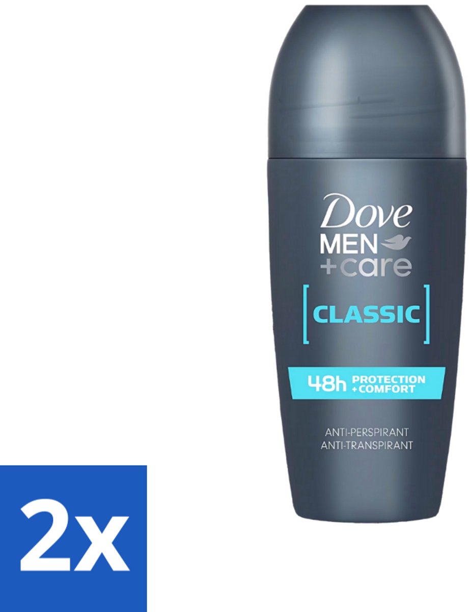 2 x Dove Men+Care - Classic - Deodorant Roll-on - Anti-Transpirant - 50 ml - Antitranspirant - Deodorant - Roll-on - Dove Men+Care - Mannelijke Huid