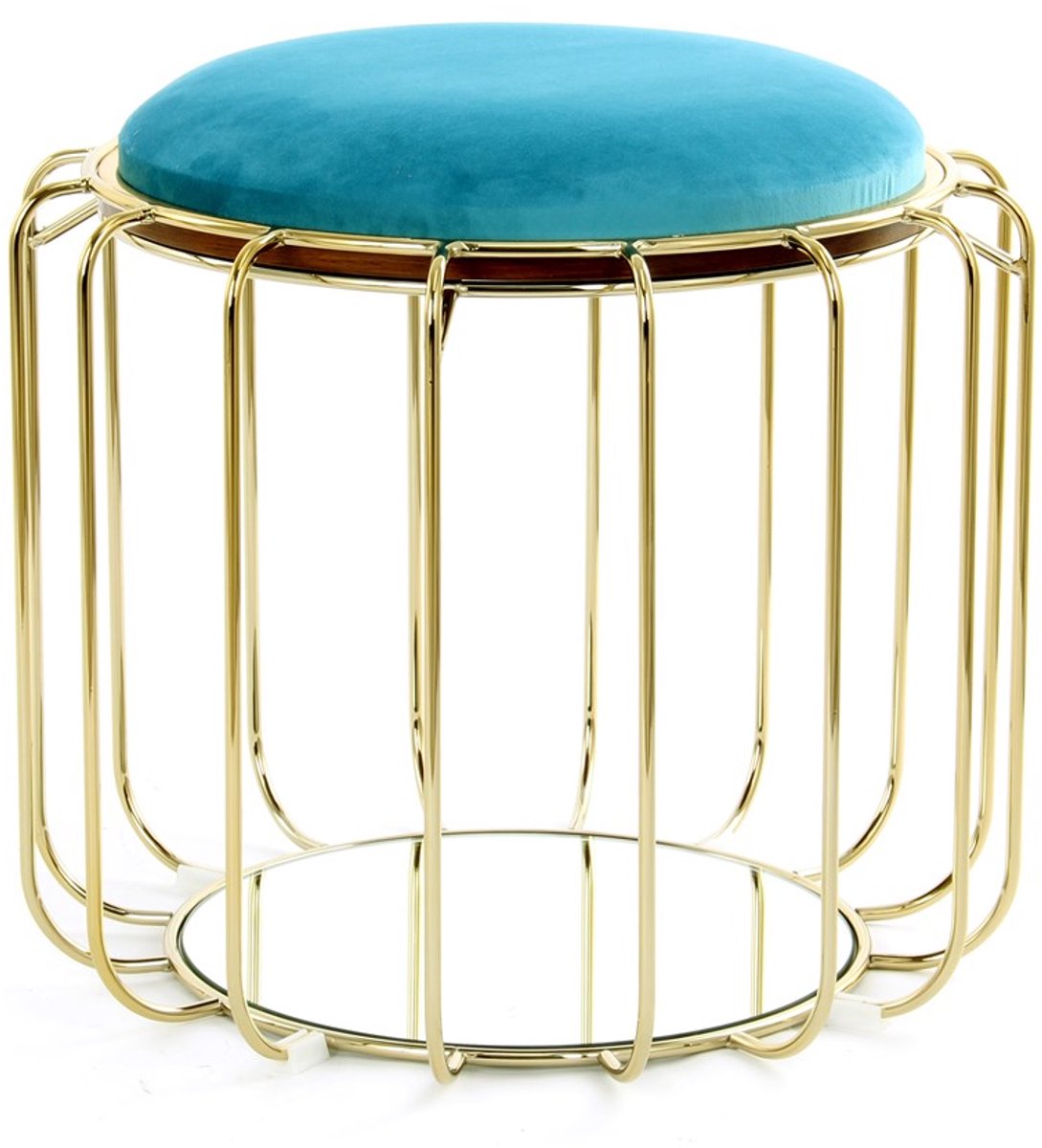 Padiro ronde bijzettafel Ø 50 x 45 cm - turkoois en goud - Modern Art-Déco Glamour Look - wendbaar bovenblad - ijzeren onderstel
