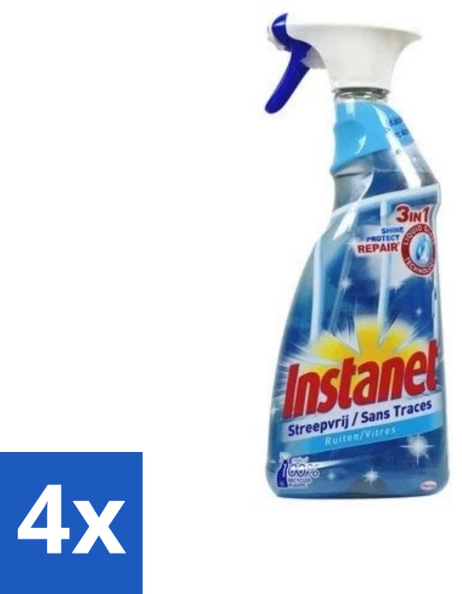 4 x Instanet - Ruitenreiniger - Streepvrij - 3in1 Spray - 725 ml - Ruitenreiniger - Streepvrije Ramen - Ramen Schoonmaken - Ruitenspray - Reinigingsalcohol