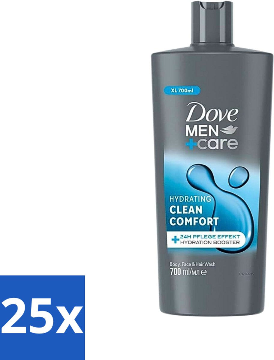 Dove Men+Care - Clean Comfort - 3-in-1 Douchegel - Hydraterend- 700 ml - Bulkverpakking - 25 stuks