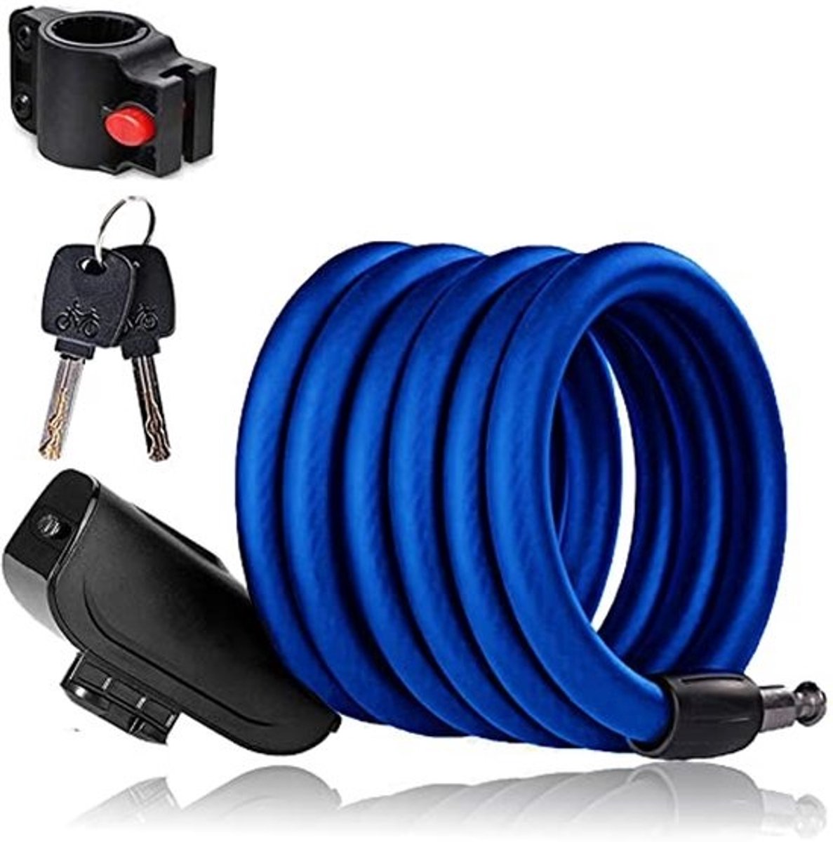 Hoogwaardige Fietsslot met Spiraalkabel, 180 cm, Blauw - Antidiefstal en Veiligheid