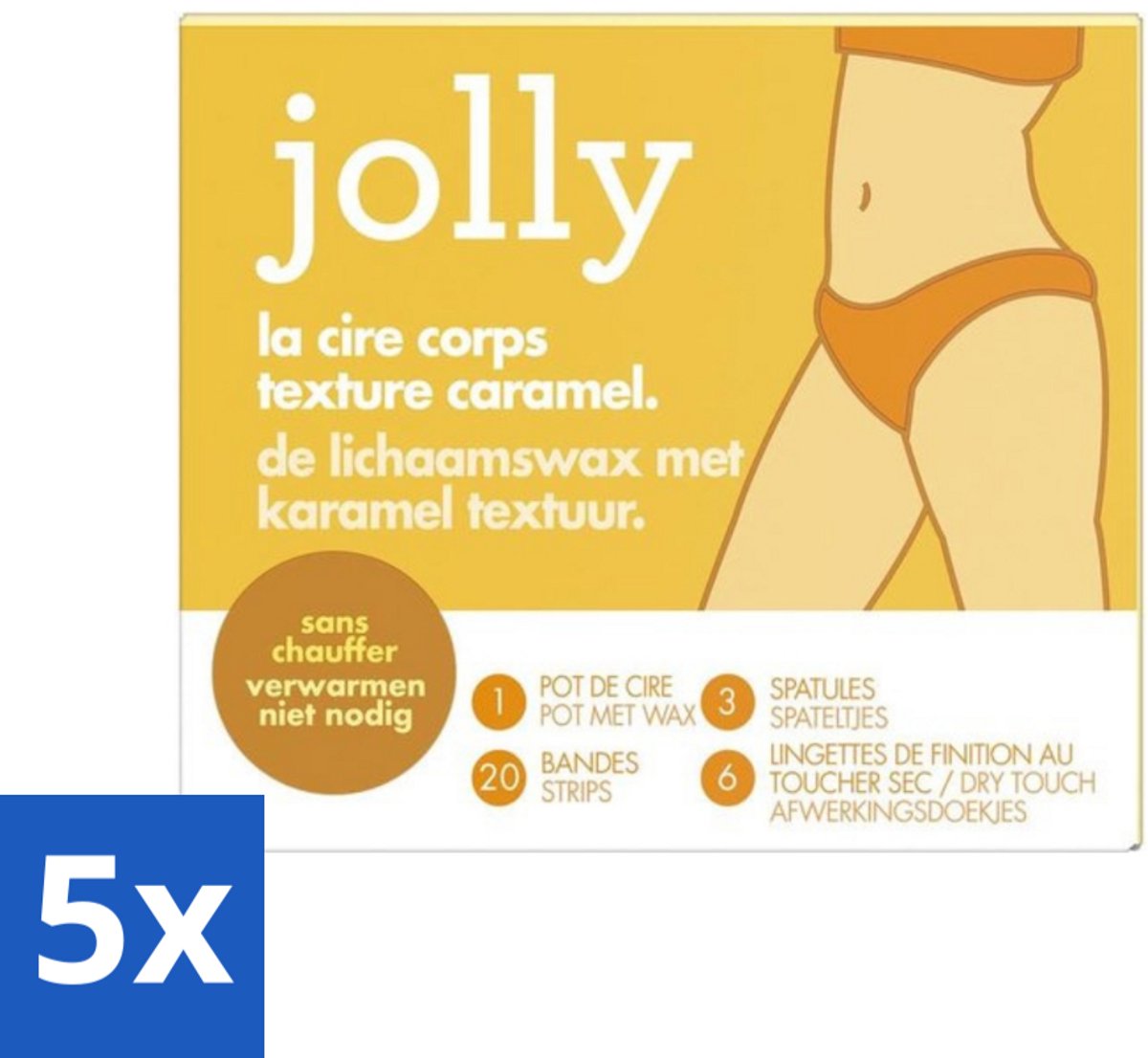 Jolly - Lichaamswax - Karamel Structuur - 20 Strips - Bulkverpakking - 5 stuks