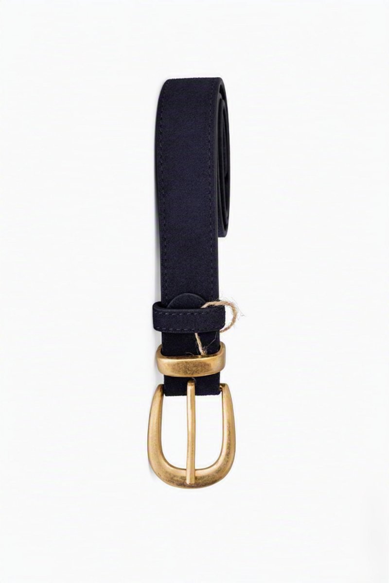 SH_Leren Suede riem_Dames_Donker bruin