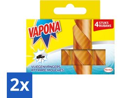 2 x Vapona - Vliegenvanger - Niet Giftig - Geurloos - 4 Strips - Vliegenvanger - Muggenvanger - Insectenbestrijding - Vliegenplaag - Muggenplaag