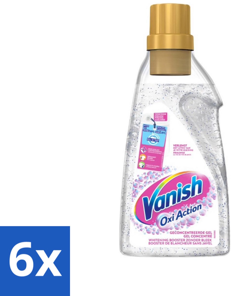 6 x Vanish Oxi Action - Vlekkenverwijderaar Gel - Witte Was - 1.5 L - Vlekkenverwijderaar - Witwas - Wasverzachter - Wasmiddel - Vlekken