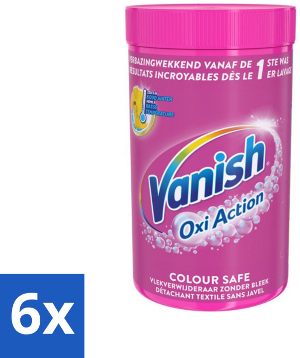 6 x Vanish Oxi Action - Veilige Kleur - Vlekkenverwijderaar Poeder - Zonder Bleek - Gekleurde Was - 1.5 Kg - Vlekkenverwijderaar - Waspoeder - Gekleurde Was - Wasmiddel - Vlekken Verwijderen