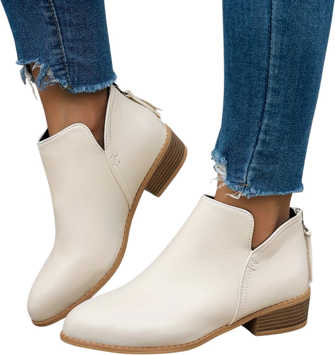 Currero Dames Cowboy Laarzen Hoge Hak Enkellaarzen Kniehoge Western Boots Chelsea 42 Beige