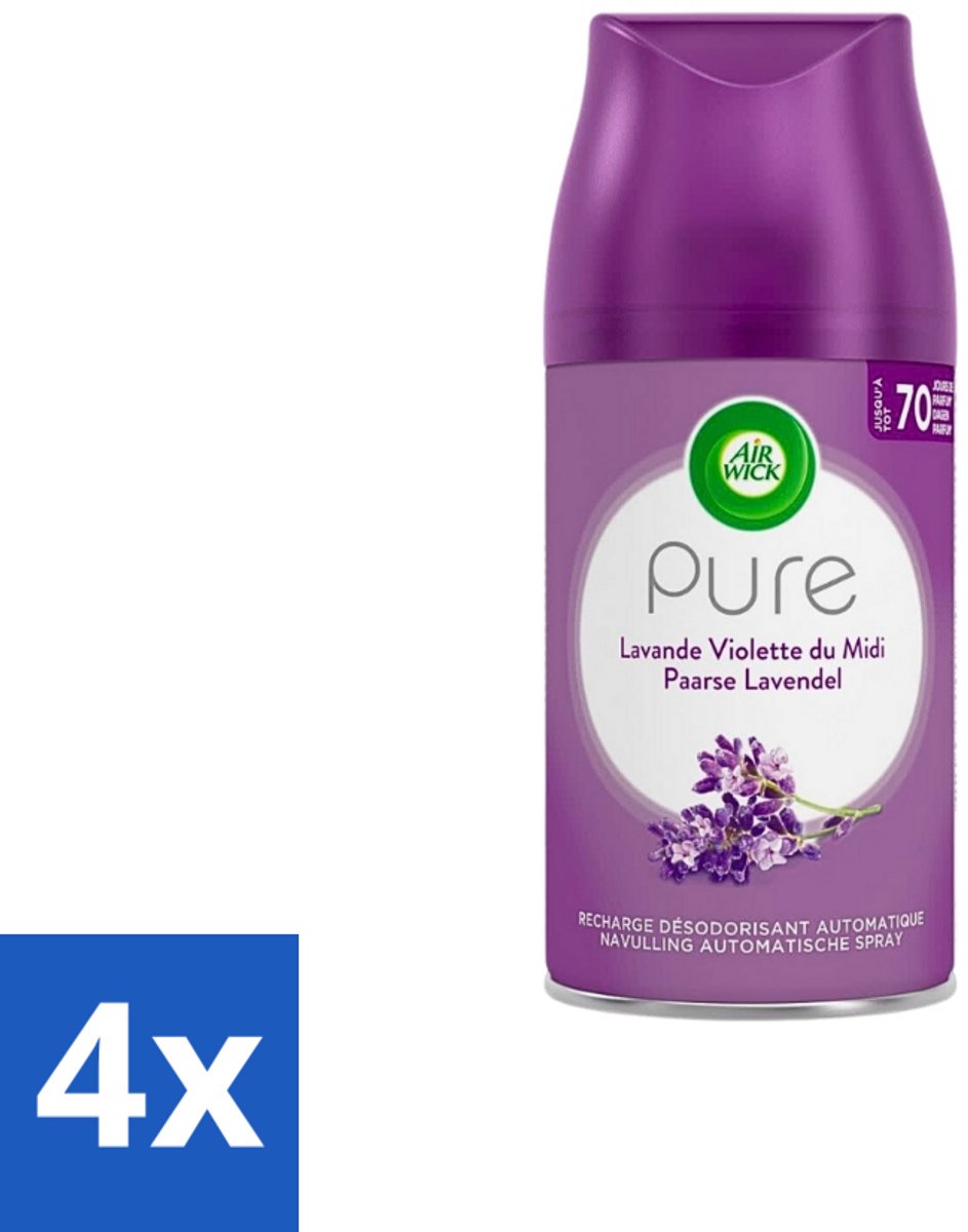 4 x Air Wick Freshmatic - Luchtverfrisser Navulling - Pure Fresh Lavendel - 250ml - Luchtverfrisser - Lavendelgeur - Air Wick Freshmatic - Geurverspreider - Geurnavulling