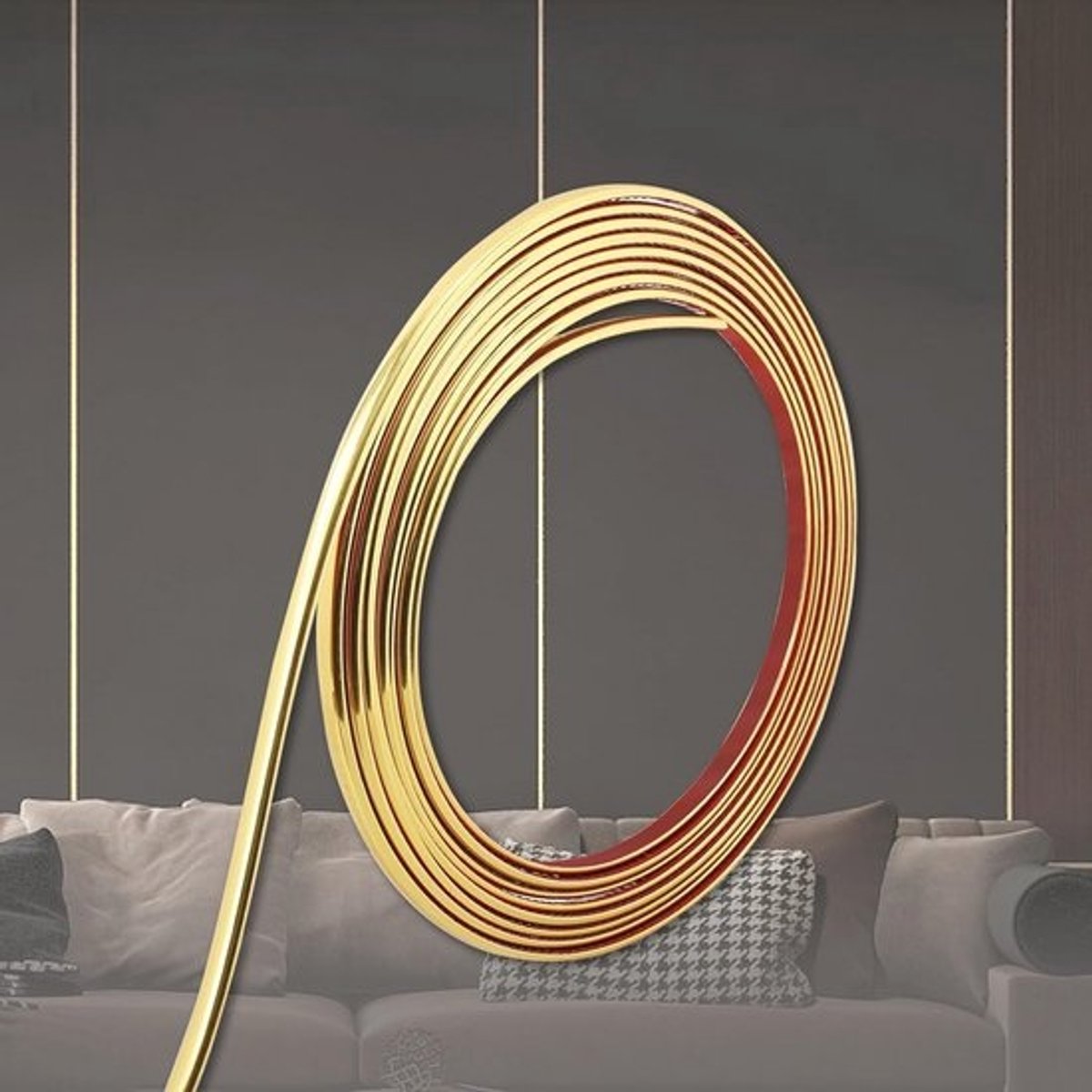 Flexibele wand- en vloerstrip in glanzend goud voor tegels, spiegels en kasten (10 m x 1 cm)