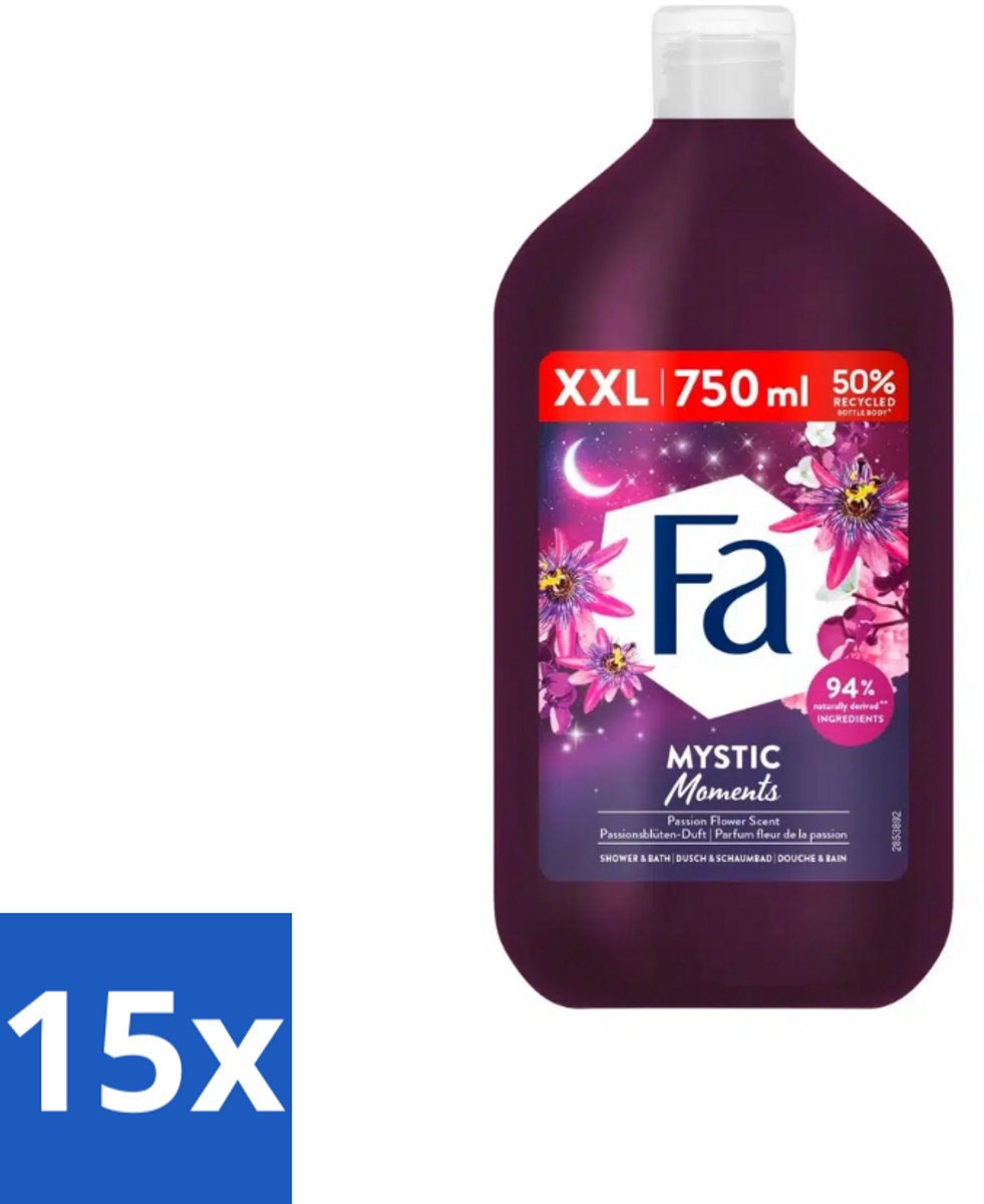 Fa - Mystic Moments - Bad- & Douchegel - Passiebloem - 750 ml - Bulkverpakking - 15 stuks