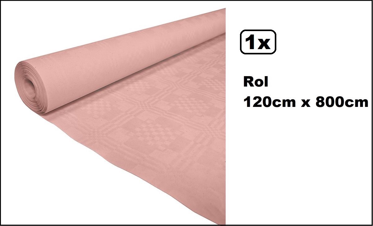 1x Tafelrol tafelkleed licht roze 120cm x 800cm papier - Party diner food festival eten fun thema feest party
