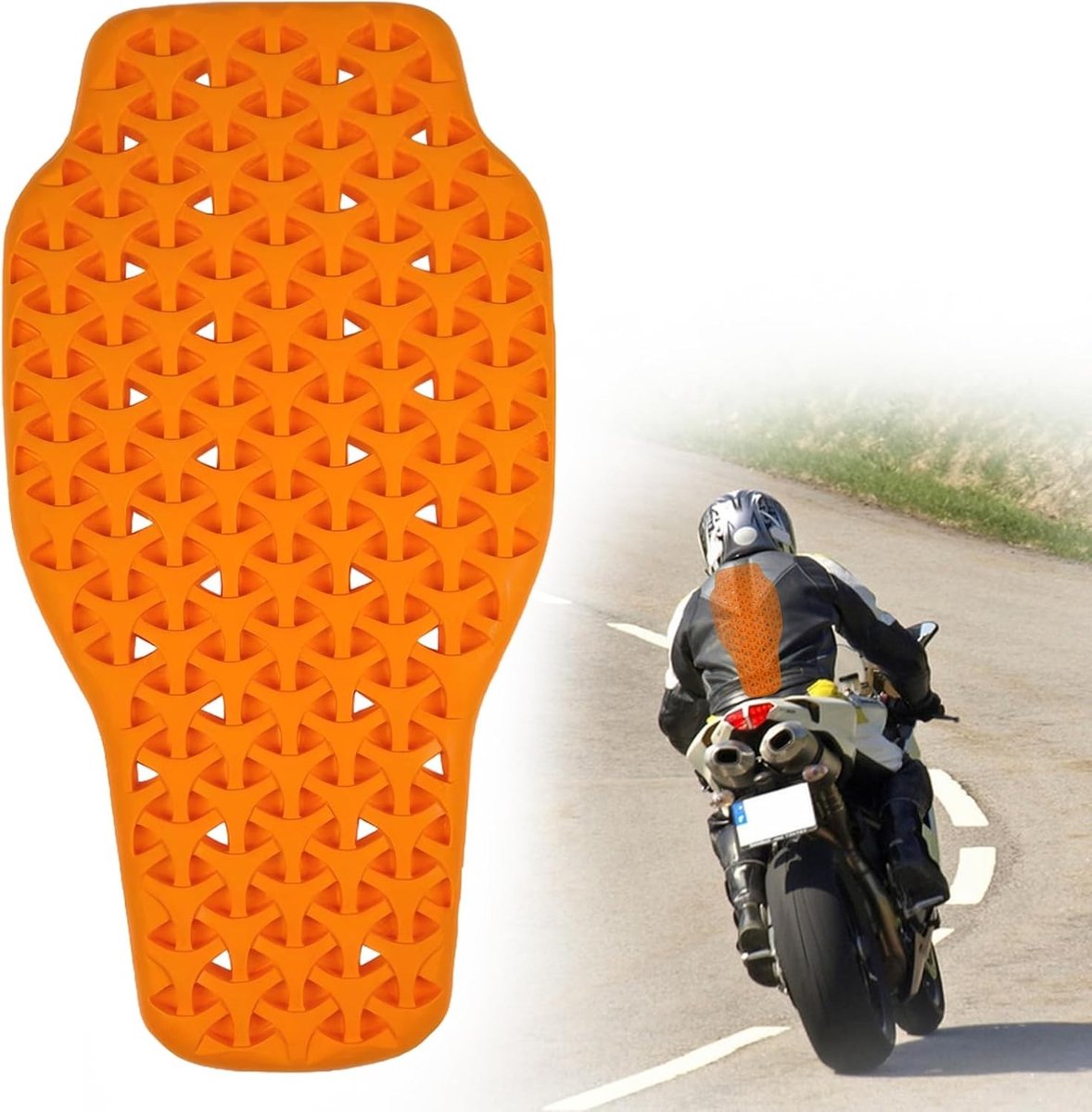 Verwijderbare en ademende rugbeschermer met ergonomisch ontwerp, CE-gecertificeerd, schokabsorberend en unisex, 42 x 23 cm, ideaal voor sport en outdooractiviteiten