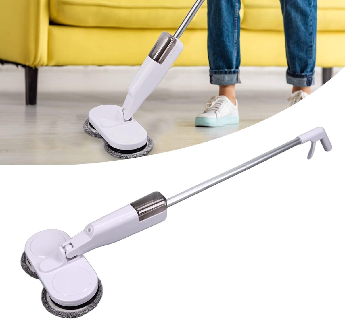 Allvia® Dweilsysteem Elektrisch - Dweilsysteem - Karcher Vloerreiniger - Wit - 20cm x 30cm x 111cm – foto 6