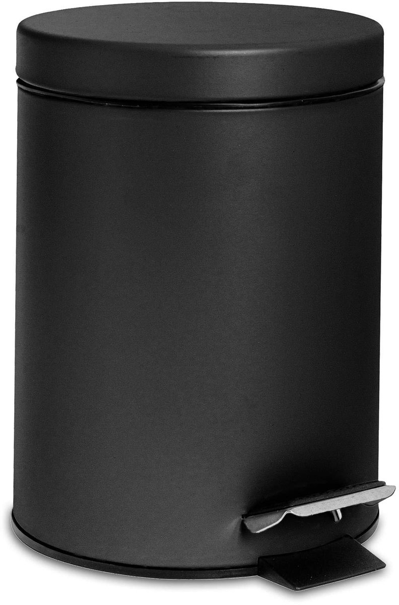 Harbour Housewares 3 Litre Bathroom Pedal Bin With Inner Bucket - Matte Black - ShopVlot