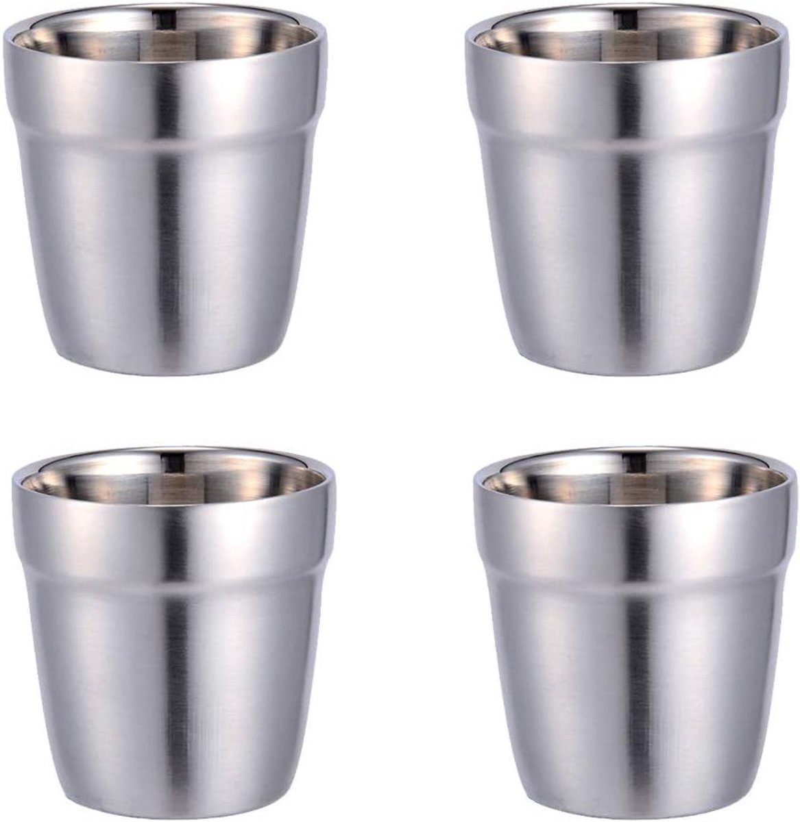 Set van 4 RVS Mokken, Duurzaam en Stapelbaar voor Gezellige Familiebijeenkomsten, Perfect voor Bier en Cocktails