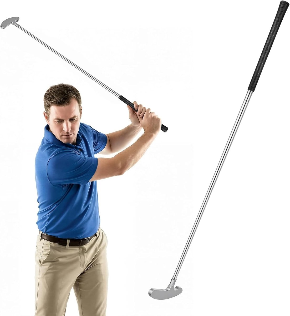 Golf Putter voor Links- en Rechtshandigen, 85.5cm Verstelbare Twee-Weg Putter met Antislip Grip en Zinklegering Hoofd, Ideaal voor Beginners en Jonge Spelers