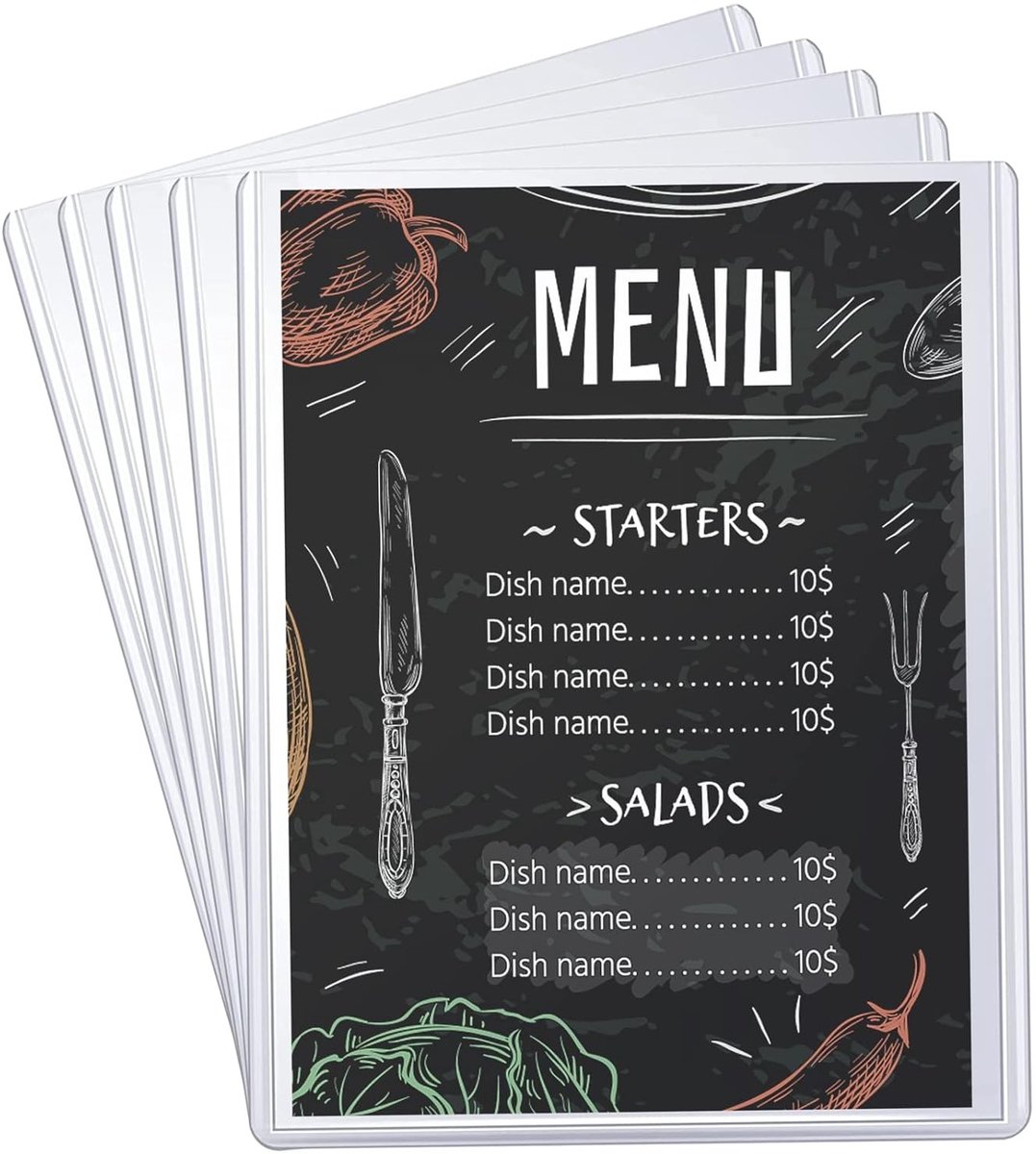 Transparante Dubbelzijdige Menubeschermers A4 - Herbruikbare Menuhoezen voor Restaurants, Cafés en Bars - 15 Stuks van 12,2 x 8,7 Inch