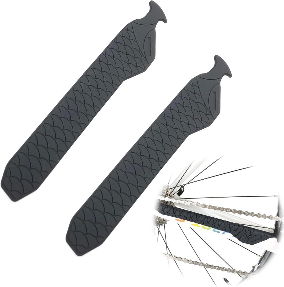 Set van 2 Zelfklevende Fiets Kettingbeschermers - Zachte Kettingbescherming voor Diverse Fietsen, Ideaal voor Framebescherming en Schadepreventie