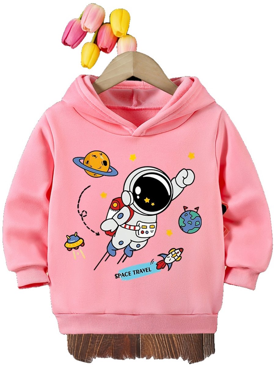Currero Hoodie Jongens Warme Hoodie Met Capuchon Comfortabele Sweater Casual Trui Pullover Jongenstrui 4-5 Jaar Roze