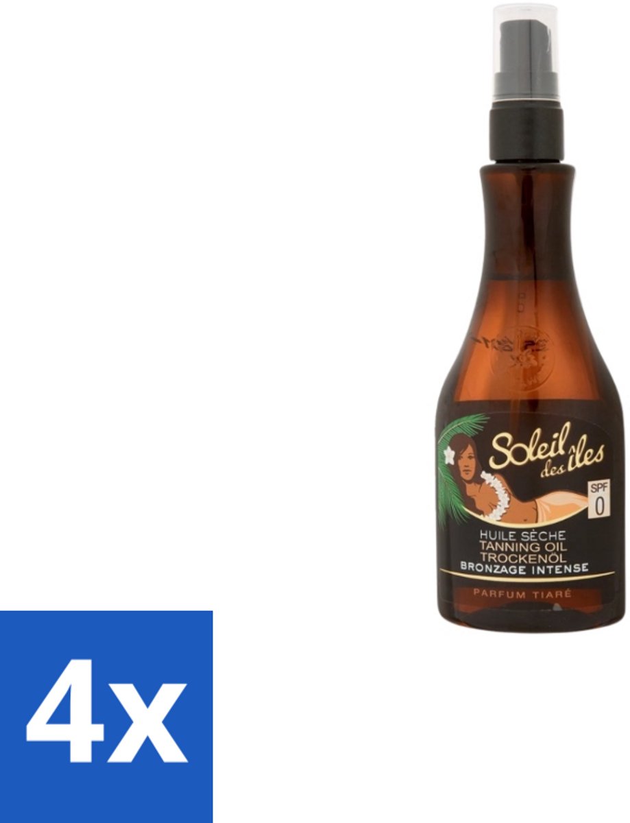 4 x Soleil des Îles – Zonneolie – Monoï de Tahiti Snelle Bruining – 150 ml - Tanning Olie - Bruiningsolie - Huidverzorging - Intens Bruin - Huidgevoed