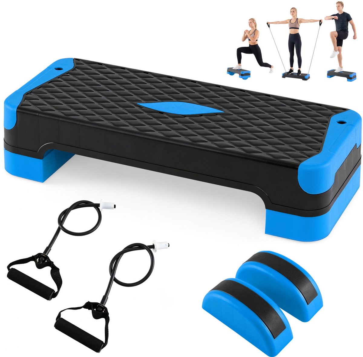 SureDeal® - Aerobic step - Blauw Stepper Hoogte - Stapelbare Verhogingen Balanstrainers - 68x28x10 cm - Blauw