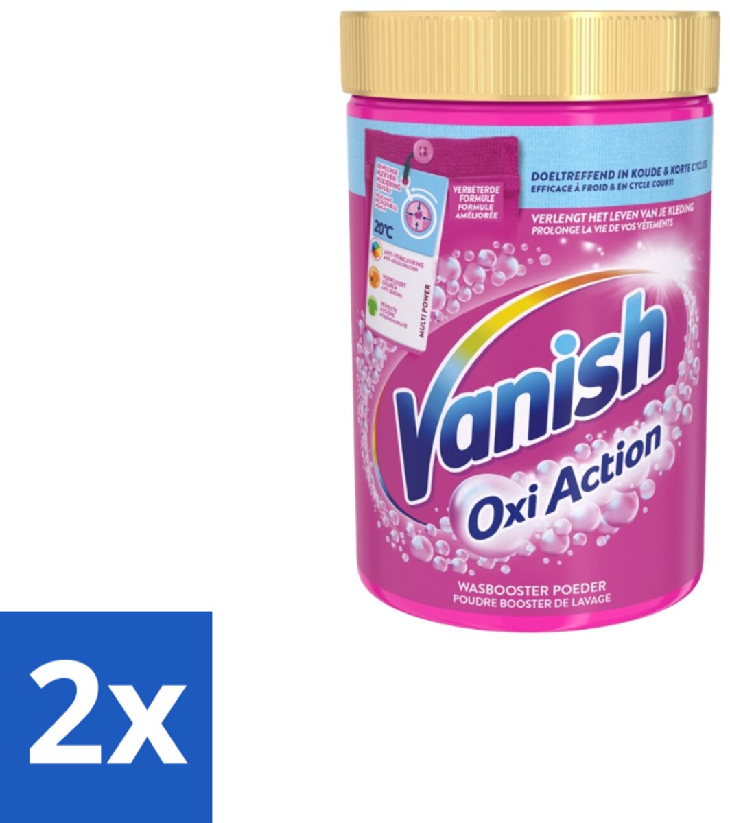 2 x Vanish – Wasbooster Poeder – Oxi Action Gekleurde & Witte Was – 710 g - Wasbooster - Vlekverwijderaar - Zuurstof - Bleekvrij - Gekleurde Was
