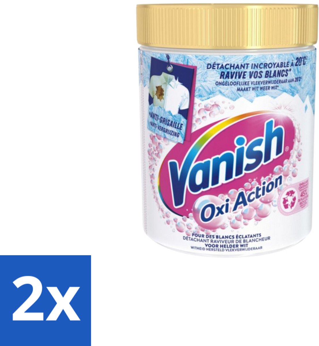 2 x Vanish – Wasbooster Poeder – Oxi Action Whitening Witte Was – 940 g - Wasbooster Poeder - Witte Was - Vlekverwijderaar - Zuurstoftechnologie - Wasprogramma