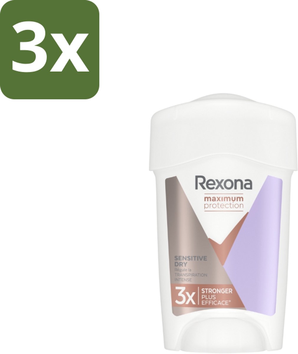 Rexona Women – Anti-Transpirant Stick – Maximum Protection Sensitive Dry – 45 ml - Bulkverpakking - 3 stuks