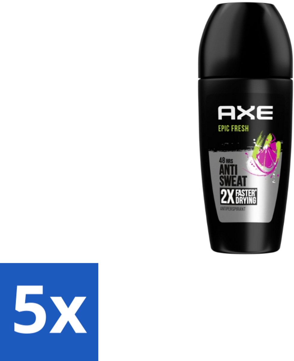 5 x Axe – Deodorant Roller – Epic Fresh – 50 ml - Anti-transpirant Roller - Zweetbestendig - Fris Geur - Grapefruit - Ananas