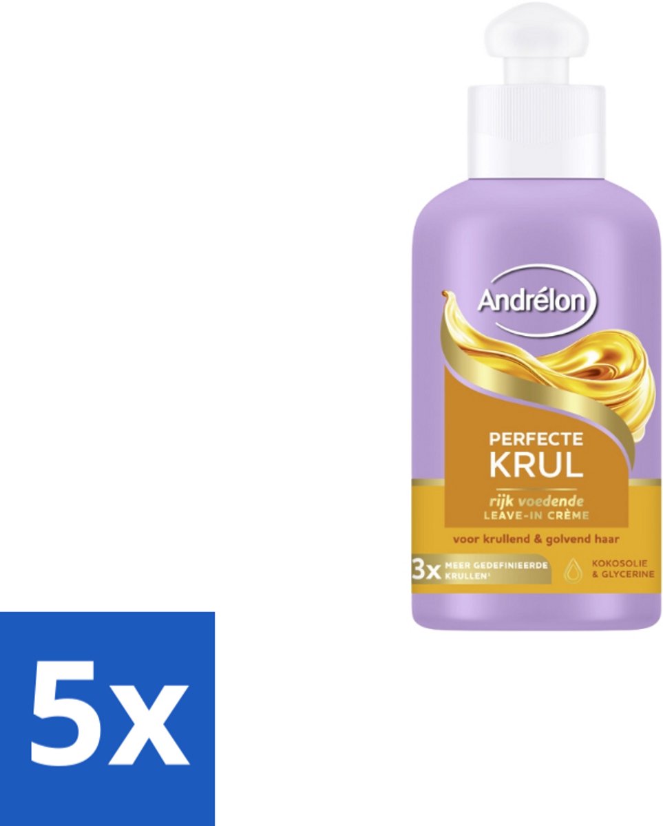 5 x Andrélon – Leave-In Crème – Perfecte Krul – 200 ml - Krul Haar - Krul Haar Crème - Leave-in Crème - Krul Haar Verzorging - Krul Haar Voeding
