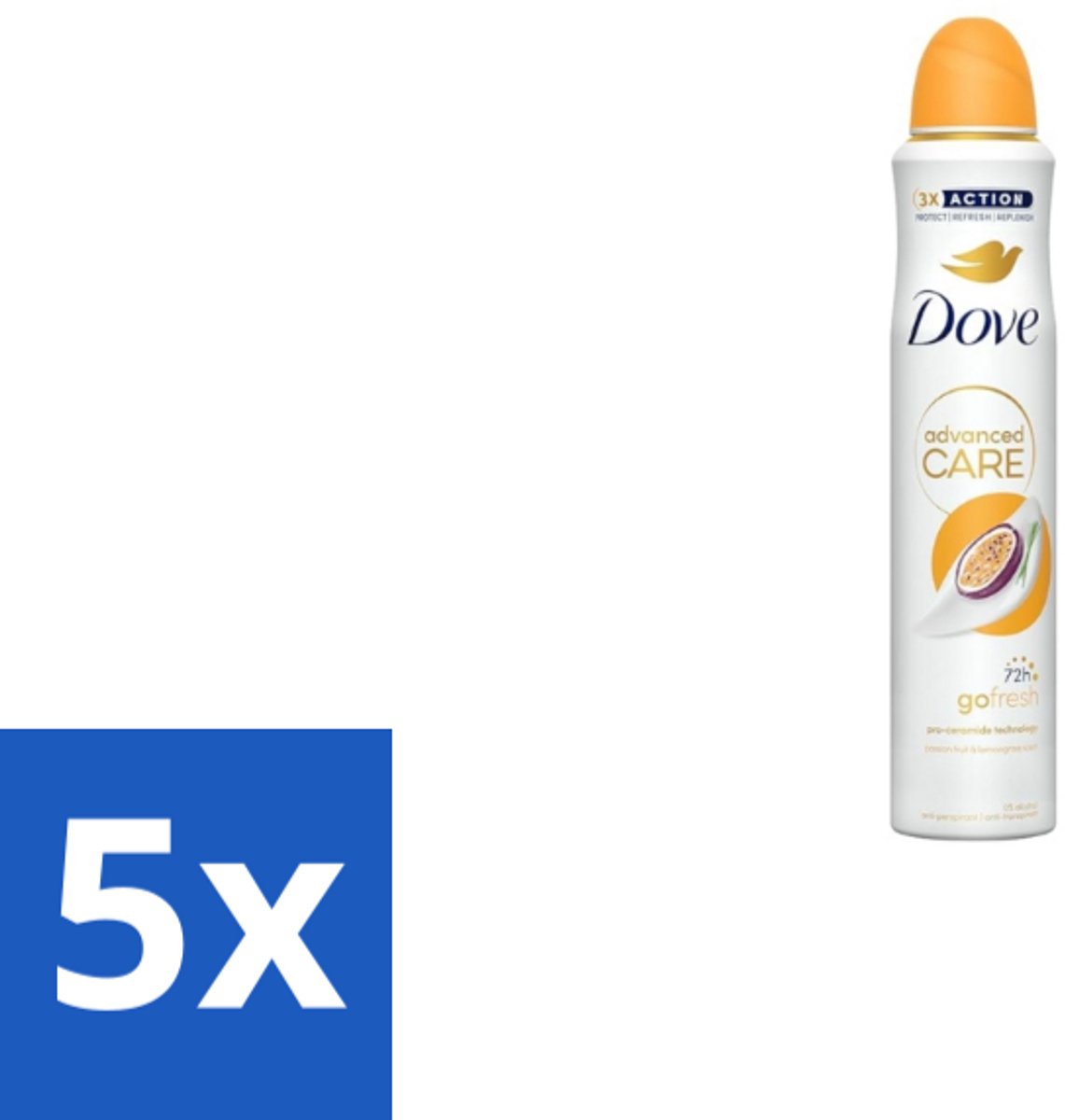 5 x Dove – Deodorant Spray – Passion Fruit – 250 ml - Passievrucht Deodorant - Frisse Deodorant Spray - Passievrucht Geur - Deodorant Spray - Okselhuid Verzorging