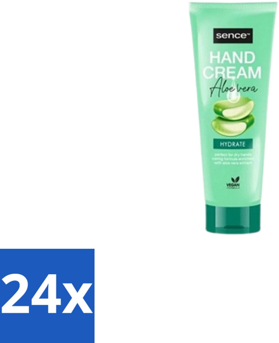 24 x Sence Beauty – Handcrème – Aloë Vera – 75 ml - Handcrème Aloë Vera - Handverzorging - Droge Handen - Schrale Handen - Hydraterende Handcrème