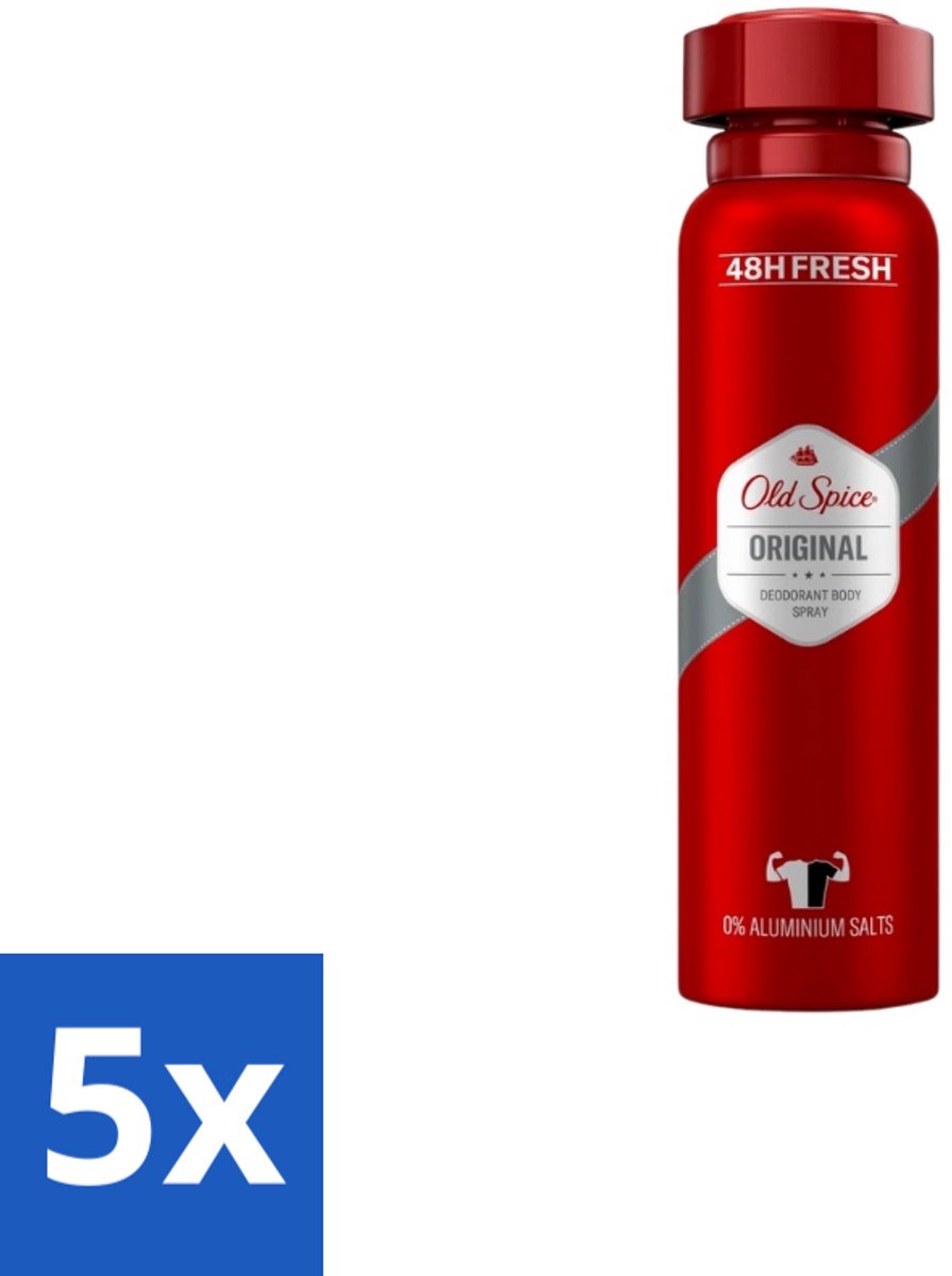 5 x Old Spice – Deospray – Original – 150 ml - Old Spice Deospray - Deospray Mannen - Deodorant Spray - Mannen Deodorant - Klassieke Geur